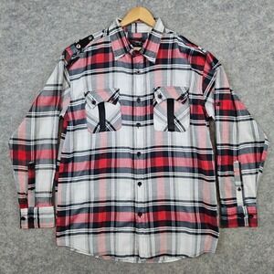 Evolution In Design Men's Plaid Shirt Size XL Sawtooth Pockets Streetwear Grunge